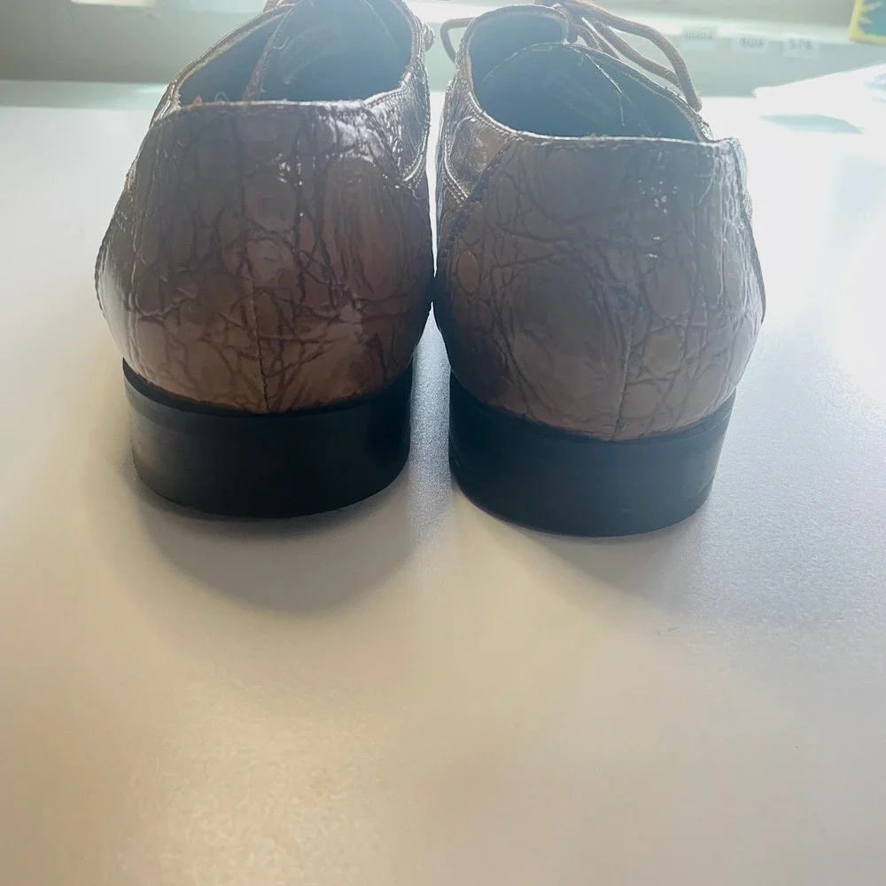440 Club Mens Faux Crocodile Embossed Dress Shoes Size 10 Cognac Brown Statement